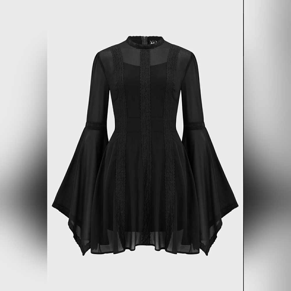Killstar Black Gothic Long Sleeve Dress - Picture 2 of 7